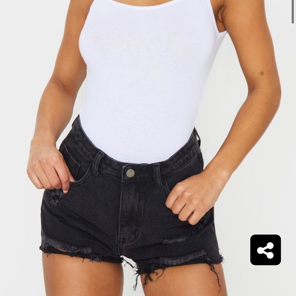 BNWT Pretty Little Thing Black Distressed Shorts - Picture 2 of 5